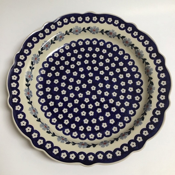 Polish Pottery Daisy Cobalt Blue Bake Serve Dish 13.25” SIGNED Wolak Boleslawiec - Picture 14 of 16